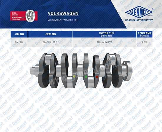 GENMOT GM1396 Krank Mili Vw Passat 1.8 1.8t Ahu Ahn Avg Aeb  ####